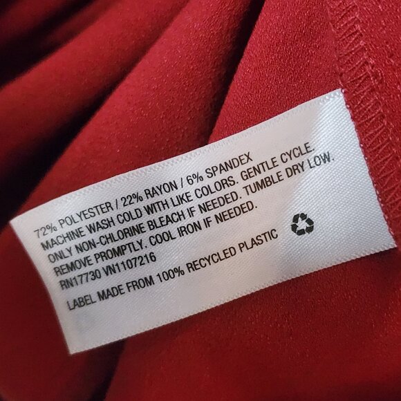 Prologue Dress Womens Size 10 Solid All Red Side Zip Bell Sleeve Modest Midi - Picture 6 of 6